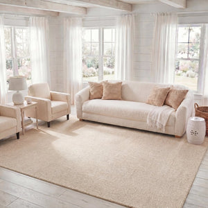 Safavieh Abstract Hand Tufted Wool Cotton Rug in Warm Beige Ivory for Living or Dining Rooms ABT455B-9