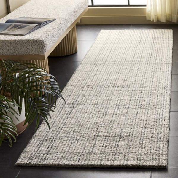 Safavieh Abstract Hand Tufted Wool Cotton Runner Rug for Hallways in Grey Ivory Neutral Tones ABT456F-28