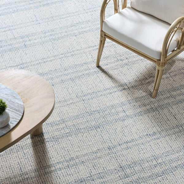 Safavieh Abstract Hand Tufted Wool Cotton Area Rug in Blue Ivory for Living or Dining Rooms ABT456M-8