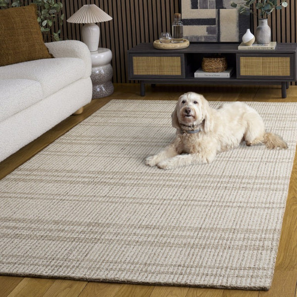 Safavieh Abstract Hand Tufted Wool Rug in Warm Brown Ivory for Living Room or Dining Space ABT456T-6