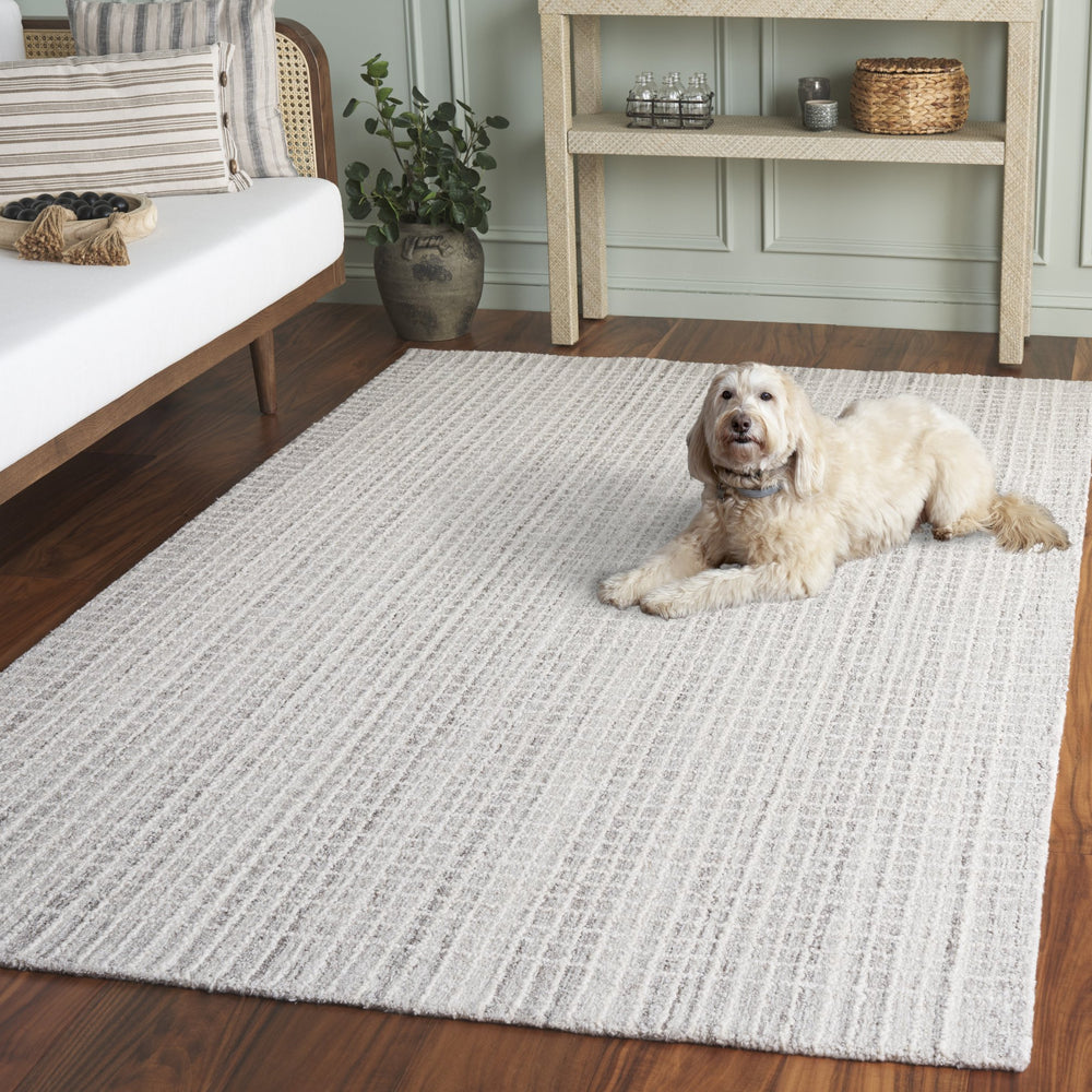 Safavieh Abstract Hand-Tufted Natural Ivory Rug — Low-Pile Wool-Cotton Blend, Subtle Geometric Elegance 6'-0" x 9'-0" ABT458A-6