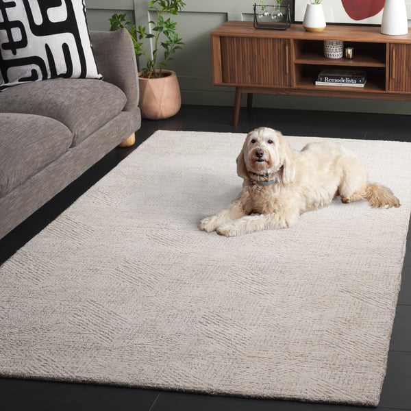 Safavieh Abstract Hand Tufted Wool Pile Runner Rug - Modern Geometric Design For Elegant Home Decor Upgrade Natural ,Ivory Wool Pile Abt459a-5