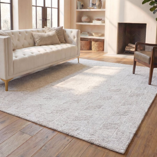 Safavieh Abstract Hand Tufted Wool Area Rug Ivory Plush Pile for Living Room or Dining Space ABT459A-8