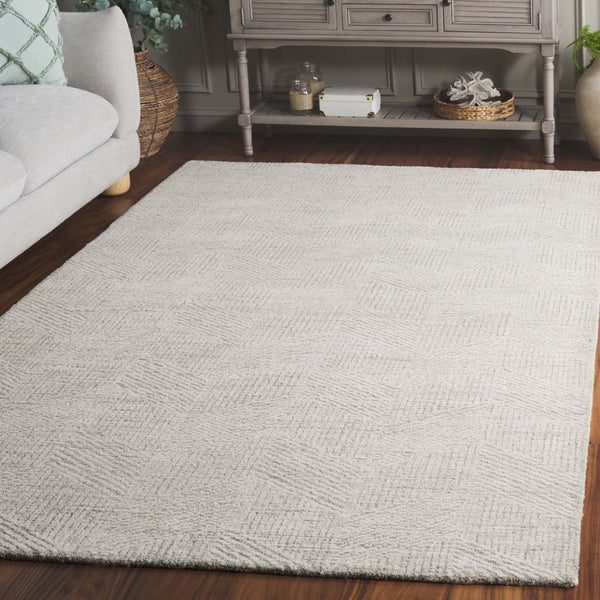 Safavieh Abstract Hand Tufted Wool Pile Runner Rug - Modern Geometric Design For Elegant Home Decor Upgrade Sage Green ,Ivory Wool Pile Abt459w-5