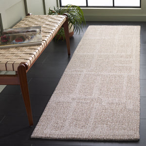 Safavieh Abstract Modern Hand Tufted Wool Runner Rug - Elegant Geometric Design For Luxurious Home Decor Natural ,Ivory Wool Pile Abt460a-28