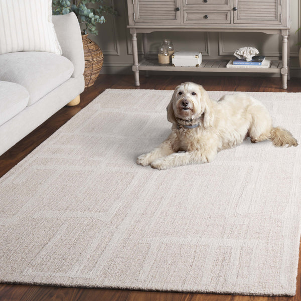 Safavieh Abstract Hand Tufted Wool Pile Area Rug - Modern Elegance With Timeless Craftsmanship For Any Space Natural ,Ivory Wool Pile Abt460a-6