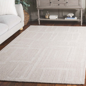 Safavieh Abstract Modern Hand Tufted Wool Runner Rug - Elegant Geometric Design For Luxurious Home Decor Natural ,Ivory Wool Pile Abt460a-5