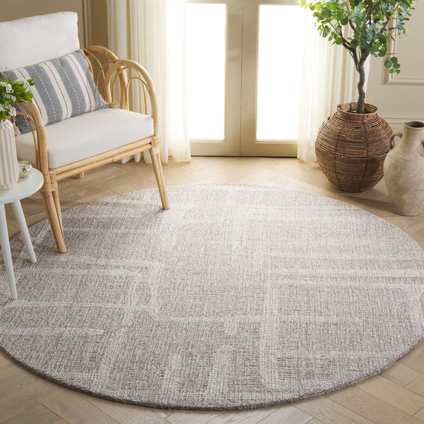 Safavieh Abstract Modern Hand Tufted Wool Runner Rug - Elegant Geometric Design For Luxurious Home Decor Natural ,Ivory Wool Pile Abt460a-6r