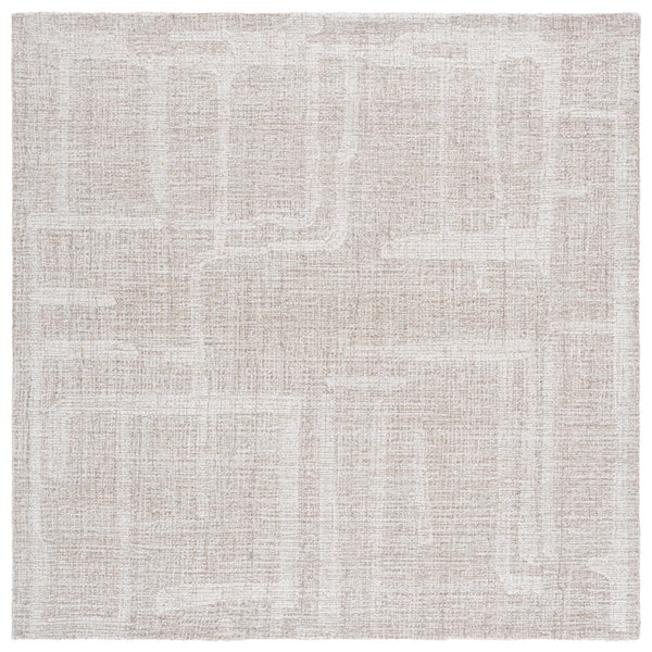 Safavieh Abstract Modern Hand Tufted Wool Runner Rug - Elegant Geometric Design For Luxurious Home Decor Natural ,Ivory Wool Pile Abt460a-6sq