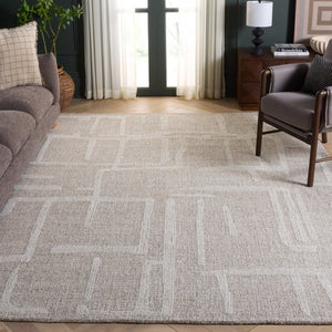 Safavieh Abstract Hand Tufted Wool Area Rug in Ivory for Living Room Bedroom Low Pile Unfinished ABT460A-8