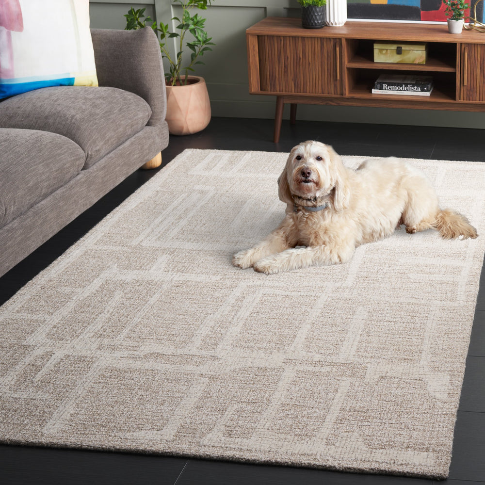 Safavieh Abstract Hand‑Tufted 6X9 Wool Rug Beige Ivory — Modern Geometric Design, Plush 3/8" Pile, Durable Craftsmanship ABT460B-6