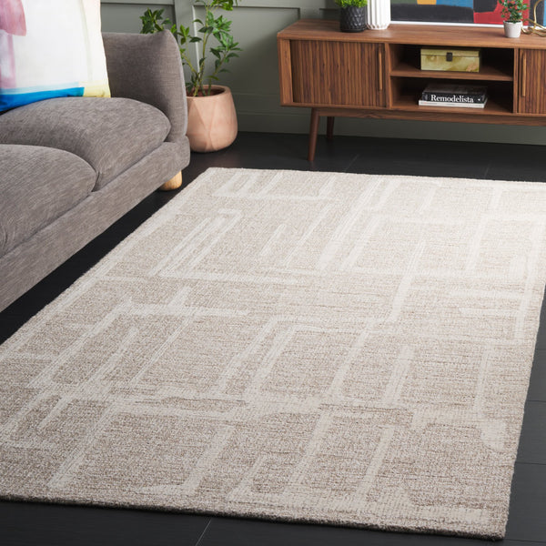 Safavieh Abstract Hand Tufted Wool Pile Area Rug - Modern Elegance With Timeless Craftsmanship For Any Space Beige ,Ivory Wool Pile Abt460b-4