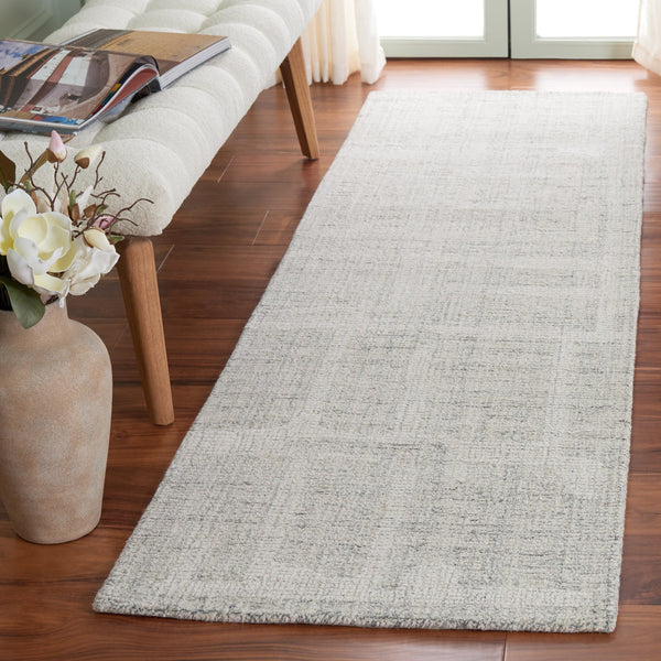 Safavieh Abstract Modern Hand Tufted Wool Runner Rug - Elegant Geometric Design For Luxurious Home Decor Grey ,Ivory Wool Pile Abt460f-28