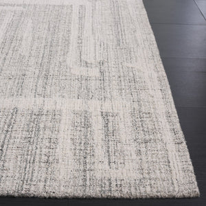 Safavieh Abstract Modern Hand Tufted Wool Runner Rug - Elegant Geometric Design For Luxurious Home Decor Grey ,Ivory Wool Pile Abt460f-5