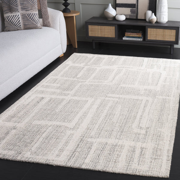 Safavieh Abstract Hand Tufted Wool Pile Area Rug - Modern Elegance With Timeless Craftsmanship For Any Space Grey ,Ivory Wool Pile Abt460f-6
