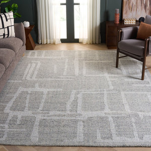 Safavieh Abstract Hand Tufted Wool Area Rug in Ivory for Living Room Bedroom Low Pile Gray ABT460F-8