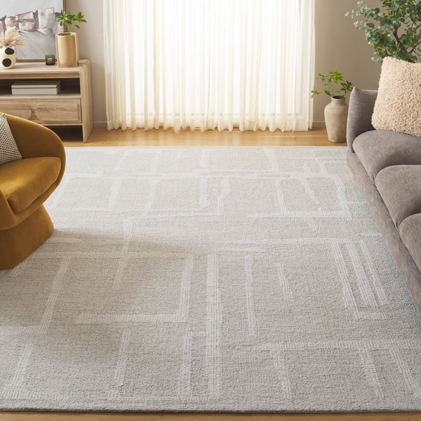 Safavieh Abstract Hand Tufted Wool Pile Area Rug - Modern Elegance With Timeless Craftsmanship For Any Space Sage Green ,Ivory Wool Pile Abt460w-4