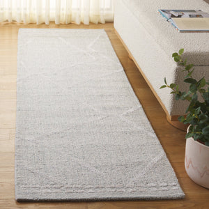 Safavieh Abstract Hand-tufted Runner Rug - Modern Elegance In Soft Grey And Ivory For Sophisticated Spaces Light Grey ,Ivory 75% Wool,15% Viscose,10% Cotton Abt461f-28