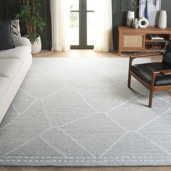 Safavieh Abstract Modern Area Rug - Hand Tufted Elegance In Soft Wool Blend For Contemporary Interiors Light Grey ,Ivory 75% Wool,15% Viscose,10% Cotton Abt461f-6