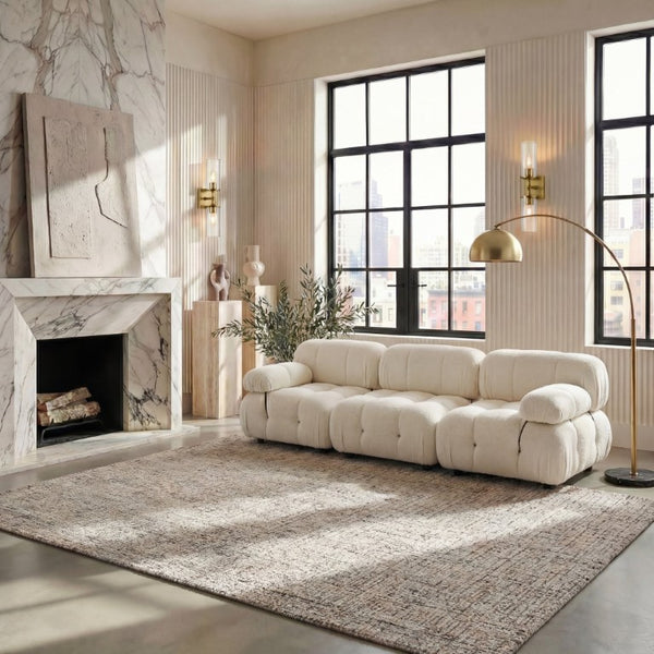 Safavieh Abstract Hand Tufted Wool Area Rug in Warm Beige Brown for Living Room Decor ABT468N-9