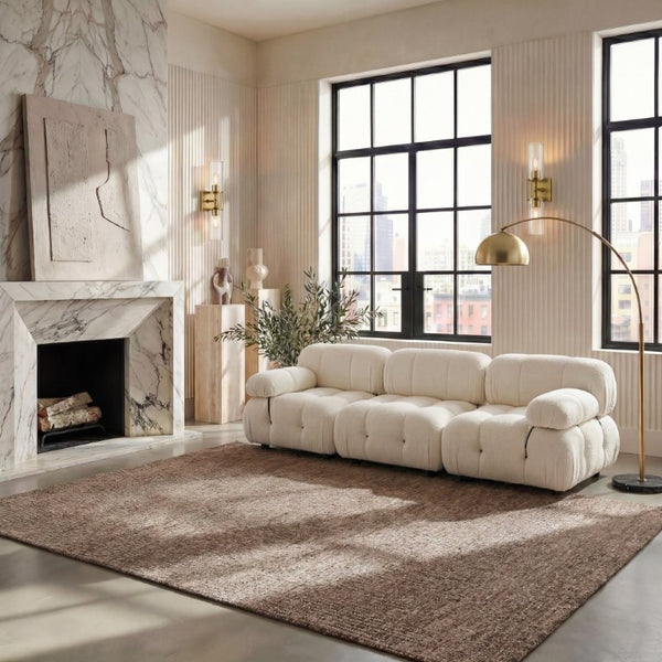 Safavieh Abstract Hand Tufted Wool Area Rug in Warm Brown Beige for Modern Living Spaces ABT468R-9
