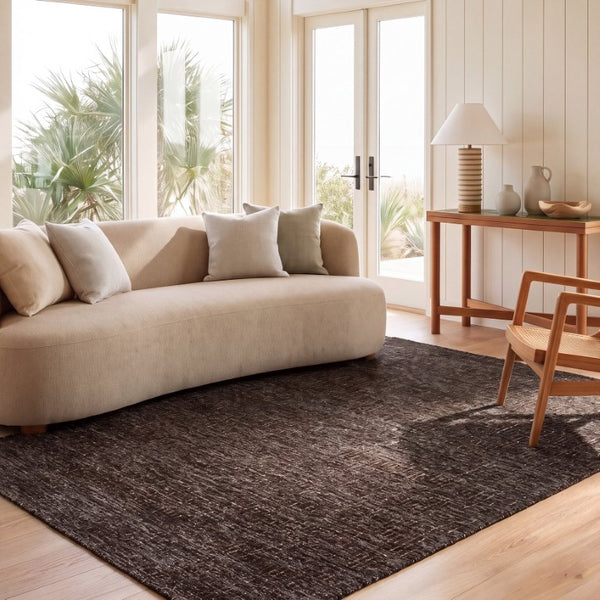 Safavieh Abstract Hand Tufted Wool Area Rug Solid Dark Brown for Modern Living Rooms ABT468S-6