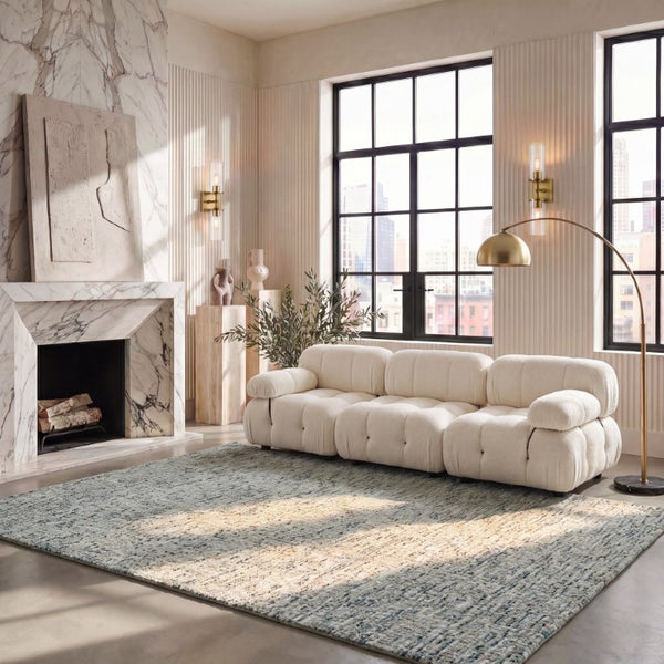 Safavieh Abstract Hand Tufted Wool Area Rug in Sage Ivory for Living Room and Bedroom Green Ivory 9'-0" x 12'-0" ABT468Y-9