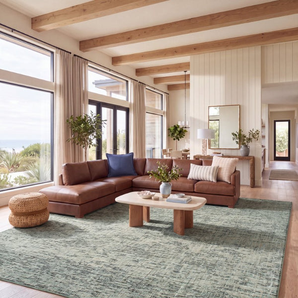 Safavieh Abstract Hand Tufted Wool Area Rug in Sage Ivory for Living Room and Bedroom Green Ivory 9'-0" x 12'-0" ABT468Y-9
