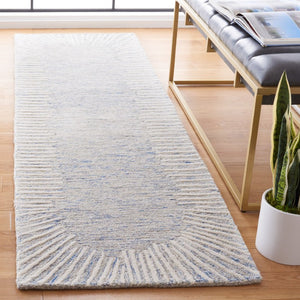 Safavieh Abstract Hand Tufted Wool Runner Geometric Blue Ivory Low Pile Hallway Accent ABT478M-212