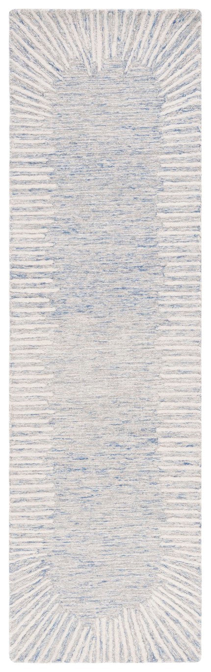 Safavieh Abstract Hand Tufted Wool Runner Geometric Blue Ivory Low Pile Hallway Accent ABT478M-212