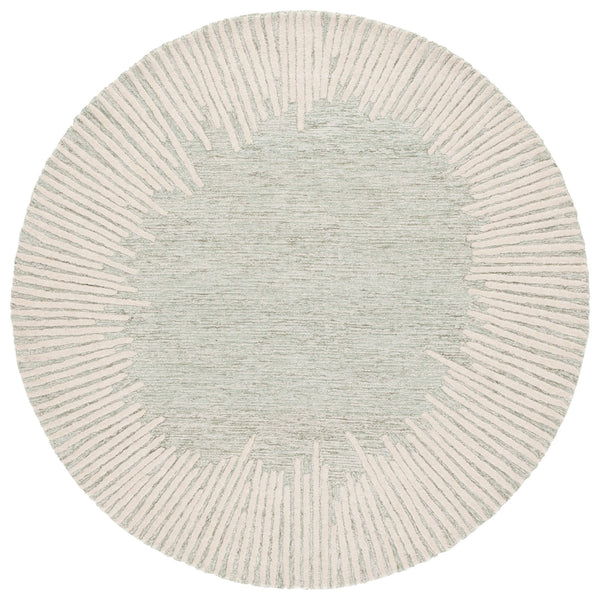 Safavieh Abstract Modern Hand-tufted Area Rug In Luxurious Wool-cotton Blend For Stylish Home Décor Enhancement Sage ,Ivory 85% Wool,15% Cotton Abt478w-6sq