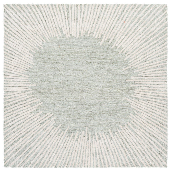Safavieh Abstract Modern Hand-tufted Area Rug In Luxurious Wool-cotton Blend For Stylish Home Décor Enhancement Sage ,Ivory 85% Wool,15% Cotton Abt478w-6sq