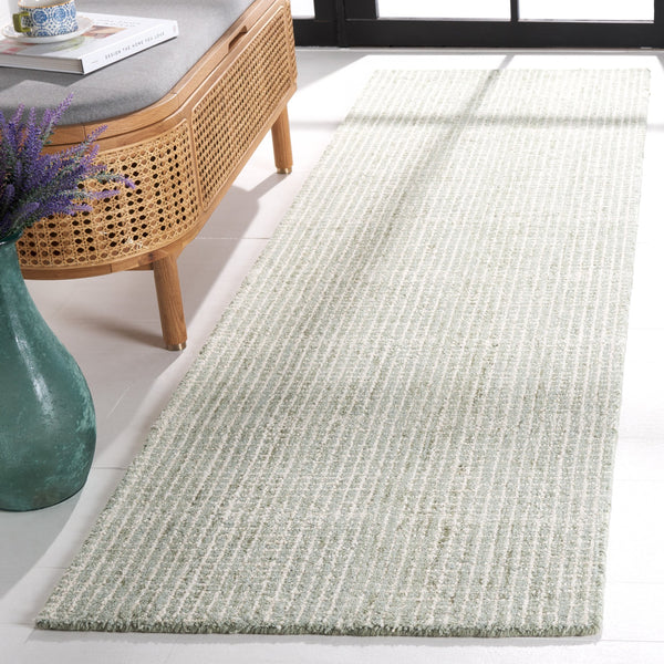 Safavieh Abstract Hand-Tufted Sage And Ivory Runner Rug — Wool-Cotton Blend, Plush 3/8" Pile, Artisanal Quality 2'-3" x 6'-0" ABT482W-26