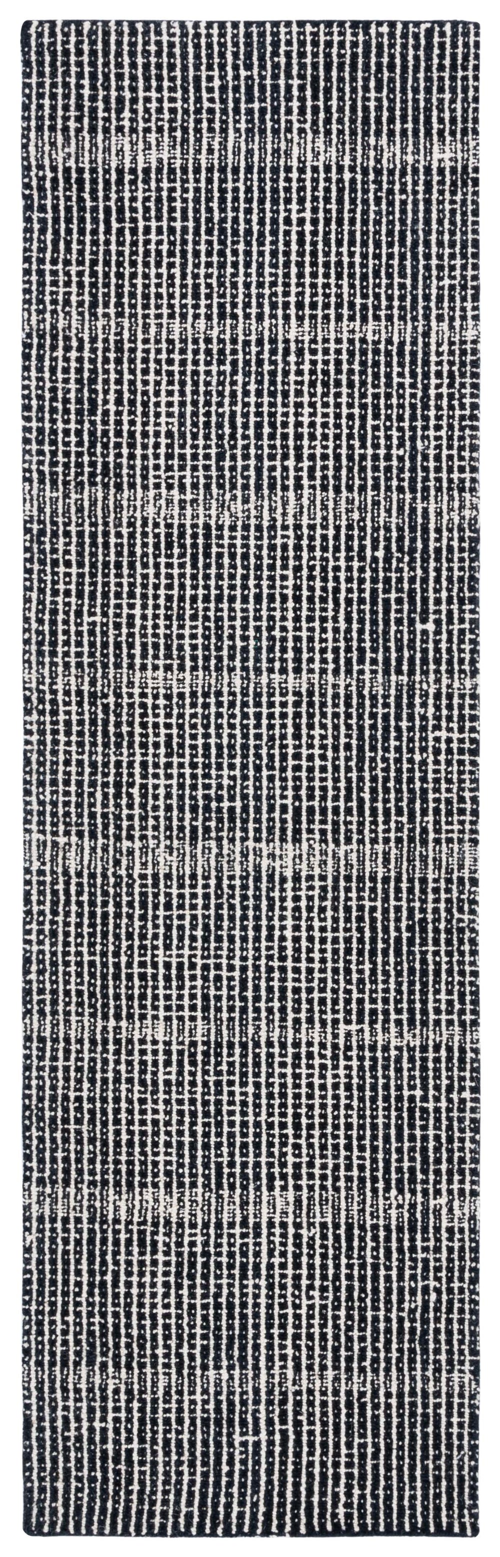 Safavieh Abstract Hand-Tufted Black Ivory Runner Rug — Wool-Cotton 3/8" Low Pile, Modern Abstract Hallway Accent 2'-3" x 12'-0" ABT482Z-212