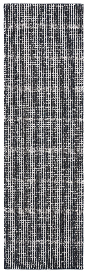 Safavieh Abstract Hand-Tufted Black Ivory Runner Rug — Wool-Cotton 3/8" Low Pile, Modern Abstract Hallway Accent 2'-3" x 12'-0" ABT482Z-212