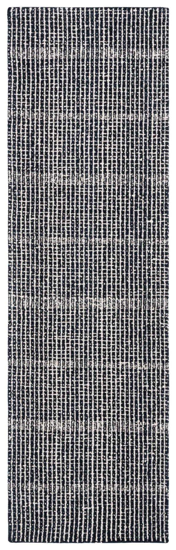 Safavieh Abstract Hand-Tufted Black Ivory Runner Rug — Wool-Cotton 3/8" Low Pile, Modern Abstract Hallway Accent 2'-3" x 12'-0" ABT482Z-212