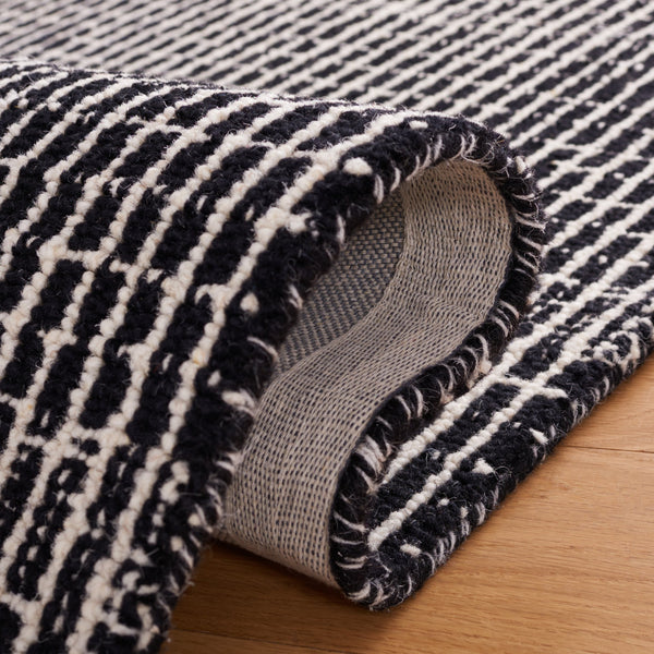 Safavieh Abstract Hand-Tufted Black Ivory Runner Rug — Wool-Cotton 3/8" Low Pile, Modern Abstract Hallway Accent 2'-3" x 12'-0" ABT482Z-212