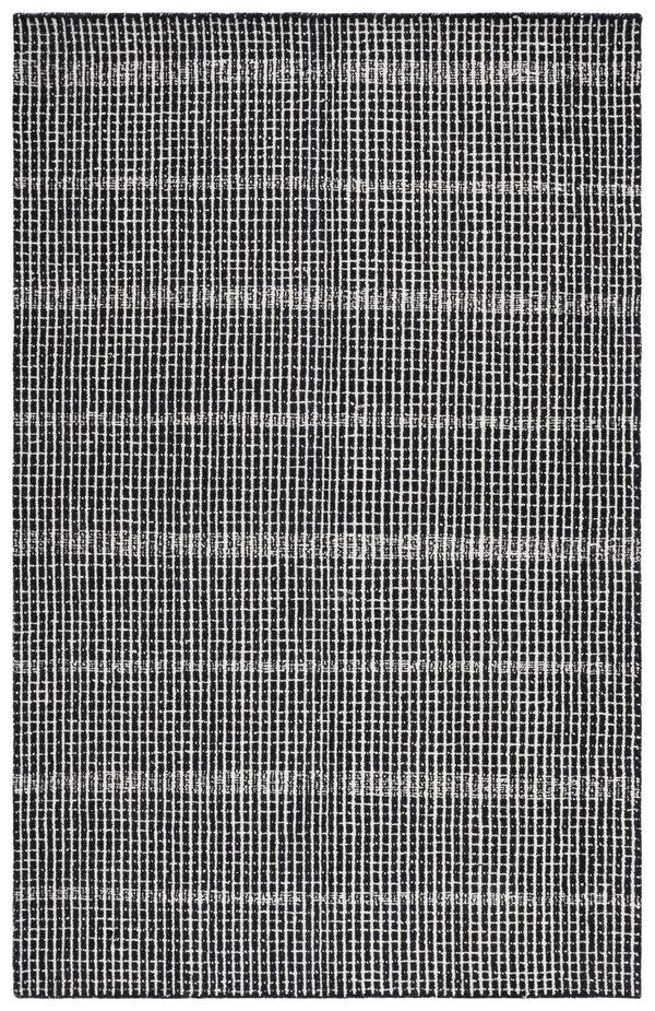 Safavieh Abstract Hand-Tufted Black Ivory Runner Rug — Wool-Cotton 3/8" Low Pile, Modern Abstract Hallway Accent 2'-3" x 12'-0" ABT482Z-212