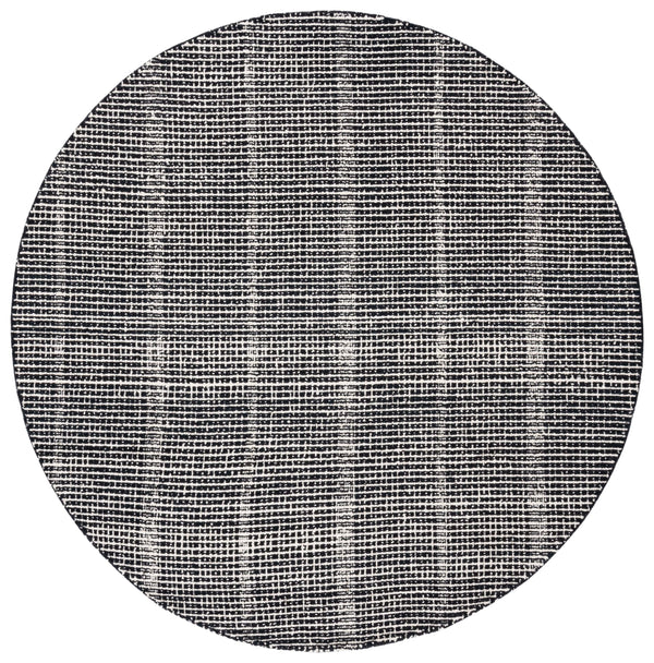 Safavieh Abstract Hand-Tufted Black And Ivory Area Rug — Abstract Linear Design, Wool-Cotton Blend, Gallery-Ready Ambiance 8'-0" x 8'-0" ABT482Z-8SQ