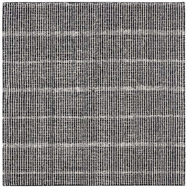 Safavieh Abstract Hand-Tufted Black And Ivory Area Rug — Abstract Linear Design, Wool-Cotton Blend, Gallery-Ready Ambiance 8'-0" x 8'-0" ABT482Z-8SQ