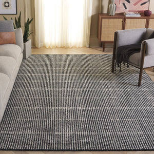 Safavieh Abstract Hand-Tufted Black Ivory Runner Rug — Wool-Cotton 3/8" Low Pile, Modern Abstract Hallway Accent 2'-3" x 12'-0" ABT482Z-212