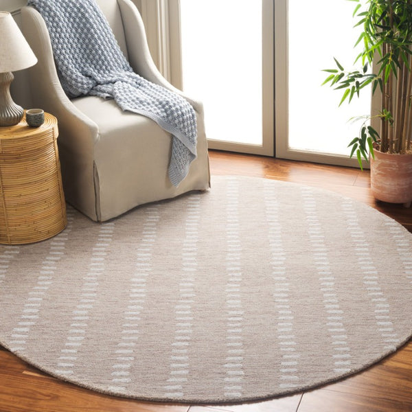 Safavieh Abstract Hand Tufted Wool Chenille Rug Neutral Beige Ivory for Modern Living Rooms 5'-0" x 5'-0" ABT498B-5R