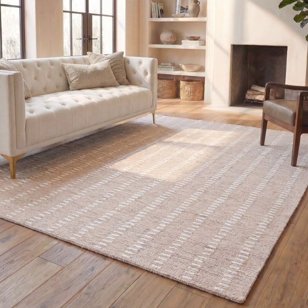 Safavieh Abstract Hand Tufted Wool Chenille Rug Neutral Beige Ivory for Modern Living Rooms 9'-0" x 12'-0" ABT498B-9