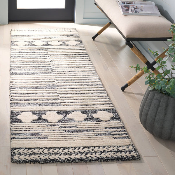 Safavieh Abstract Chic Hand-tufted Area Rug In Grey And Ivory - Modern Elegance For Your Home Décor Black ,Ivory 80% Wool,20% Cotton Abt559z-6r