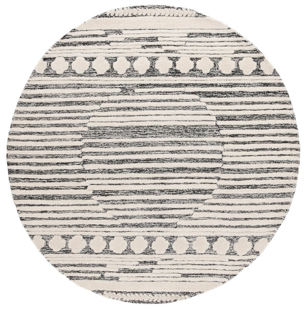 Safavieh Abstract Chic Hand-tufted Area Rug In Grey And Ivory - Modern Elegance For Your Home Décor Black ,Ivory 80% Wool,20% Cotton Abt559z-6r
