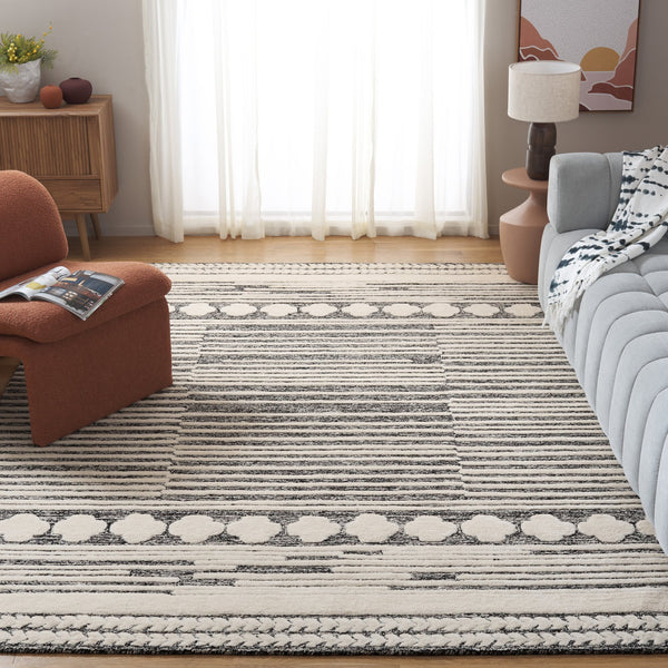 Safavieh Abstract Chic Hand-tufted Area Rug In Grey And Ivory - Modern Elegance For Your Home Décor Black ,Ivory 80% Wool,20% Cotton Abt559z-6r