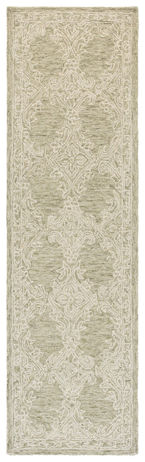 Safavieh Abstract Hand‑Tufted Green And Ivory Area Rug, Plush 12" Pile Wool‑Cotton Blend, Minimalist Chic 4'-0" x 6'-0" ABT561Y-4