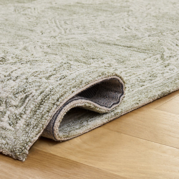 Safavieh Abstract Hand‑Tufted Green And Ivory Area Rug, Plush 12" Pile Wool‑Cotton Blend, Minimalist Chic 4'-0" x 6'-0" ABT561Y-4