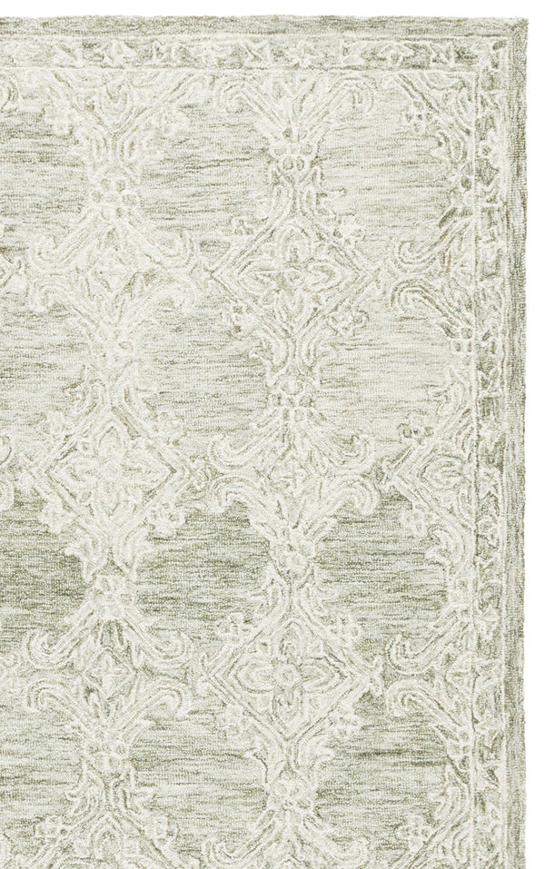 Safavieh Abstract Hand-Tufted Green & Ivory Runner Rug, Wool-Cotton Low Pile, Durable Hallway Accent Rug 2'-3" x 8'-0" ABT561Y-28