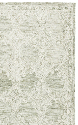 Safavieh Abstract Hand-Tufted Green And Ivory Wool-Cotton Area Rug — Low-Profile, Soft, Modern Minimalist Charm 5'-0" x 8'-0" ABT561Y-5